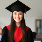American student waving an American flag